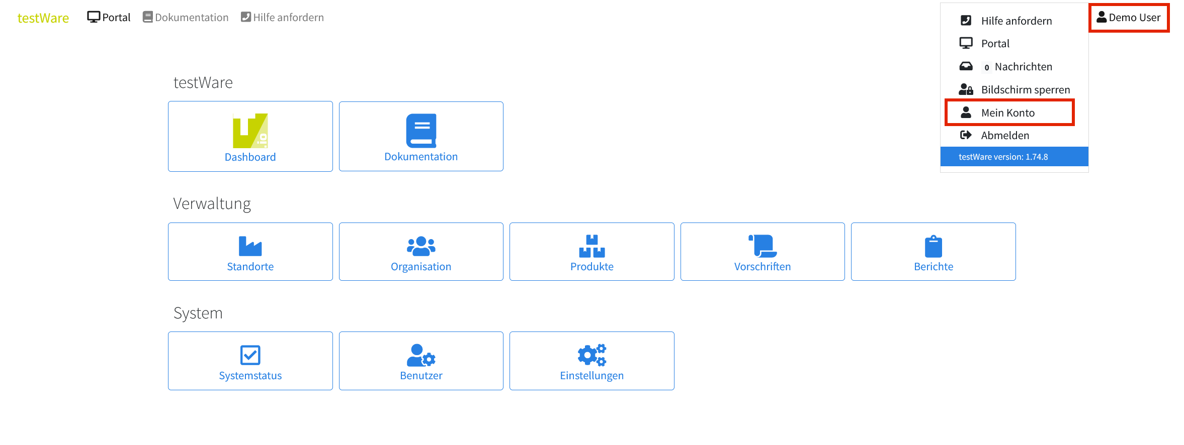 Öffnen der Benutzerseite